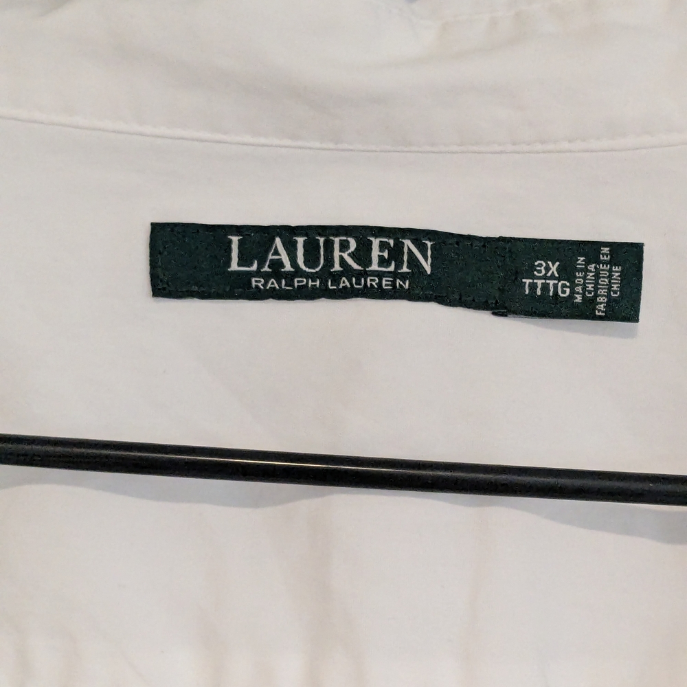 Lauren Ralph Lauren Women's White Top Sleeve Shirt Size 3X TTTG - Picture 2 of 7